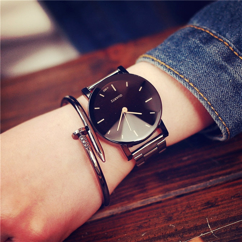 Stainless Steel Diamond-shaped Couple Watch