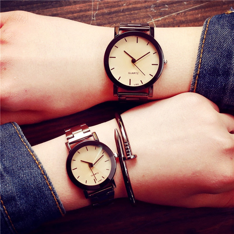 Stainless Steel Diamond-shaped Couple Watch