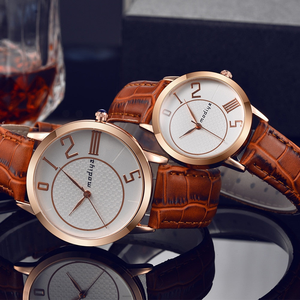 Waterproof Leather Couple Watch