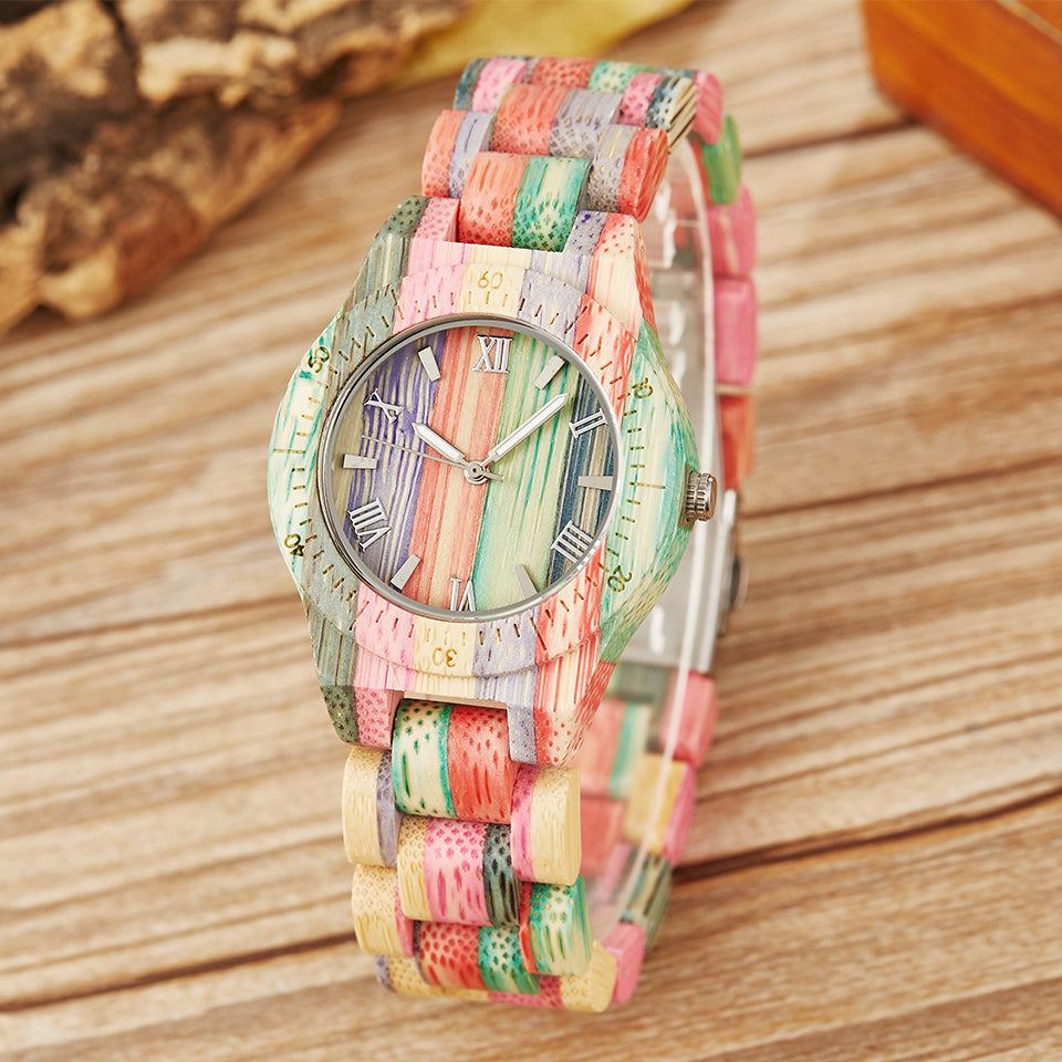 Colorful Printing Wooden Couple  Watches