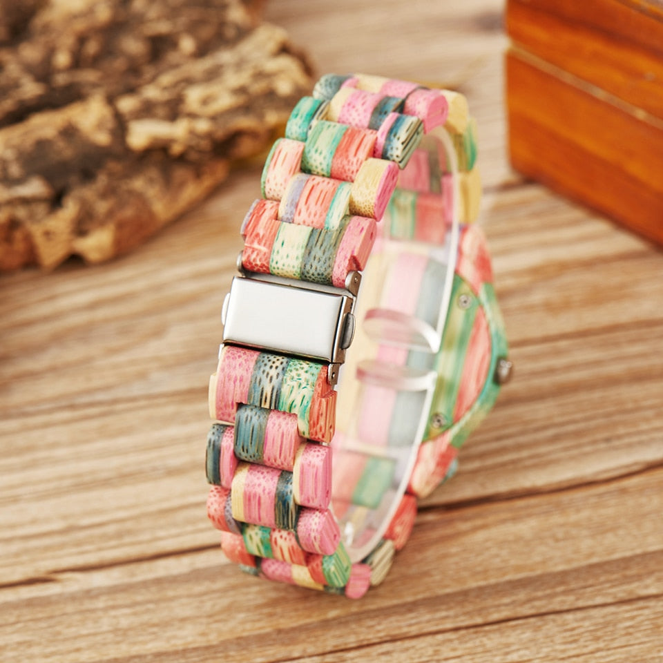 Colorful Printing Wooden Couple  Watches