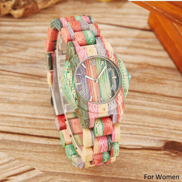 Colorful Printing Wooden Couple  Watches
