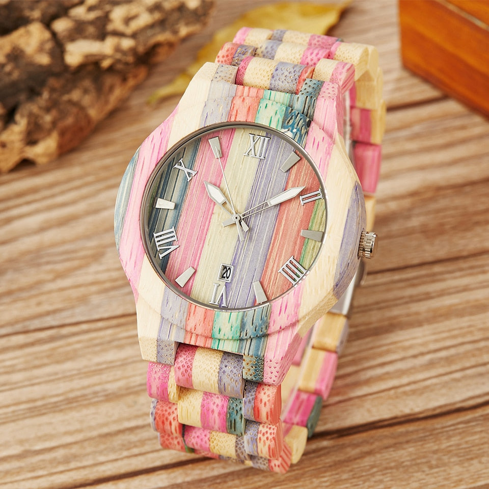 Colorful Printing Wooden Couple  Watches