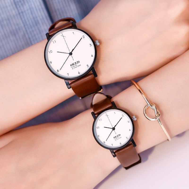Waterproof Leather Couple Watch